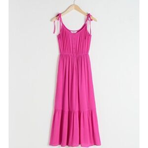 Tie-Shoulder Fuchsia Maxi Dress